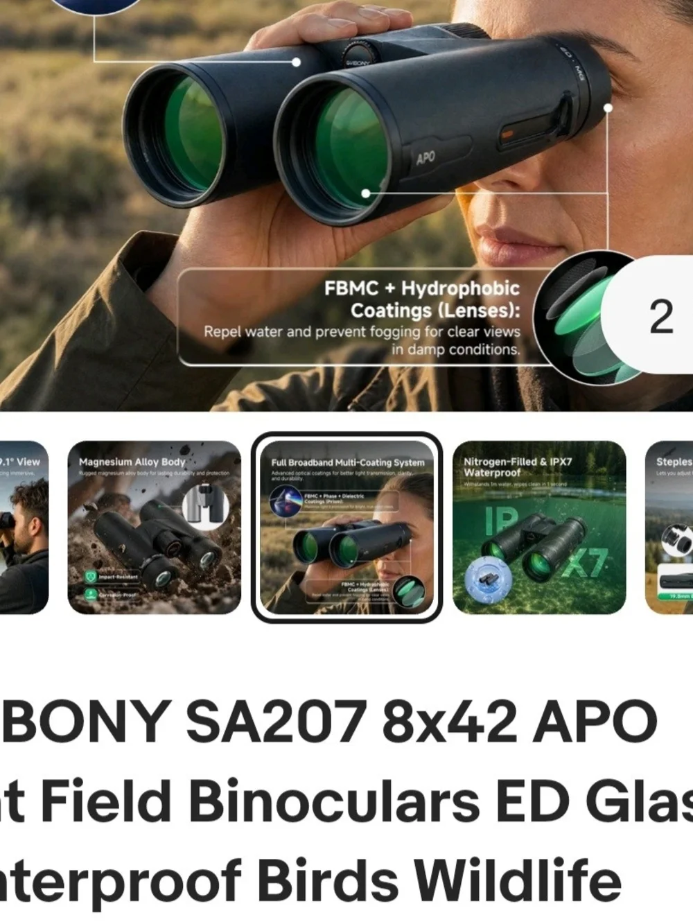 Black Binoculars with Brown Carry Case - High-Definition Optics
